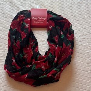 Festive Red and Black Infinity Scarf